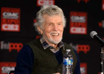 Tom Skerritt speaks at a panel during the C2E2 Chicago Comic & Entertainment Expo at McCormick Place on April 26, 2024, in Chicago, Illinois.