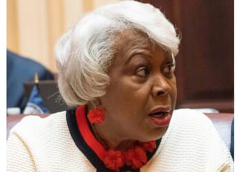 Virginia state Sen. L. Louise Lucas, a Democrat from Portsmouth, is seen in a 2024 photo on the Senate floor at the Virginia State Capitol in Richmond.