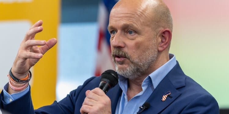 California Republican gubernatorial candidate Steve Hilton, pictured in an August file photo in Modesto, California.