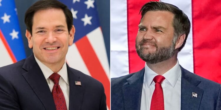 Secretary of State Marco Rubio, left, continues to come out far ahead of Vice President J.D. Vance, right, in The Western Journal's weekly straw poll.