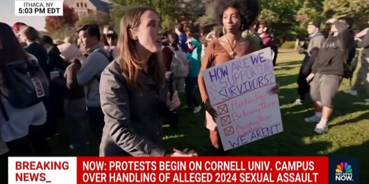 Members of the news media visited Cornell University Monday to interview students protesting the handling of a student's 2024 rape accusation.