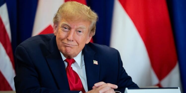 President Donald Trump looks to the side as he smiles at cameras at the UN General Assembly session in New York on September 22, 2026.