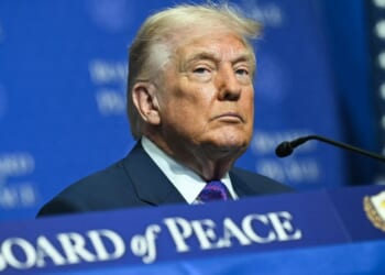 President Donald Trump attends the inaugural meeting of the Board of Peace Feb. 19 at the U.S. Institute of Peace in Washington, D.C.