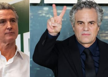 Although California Gov. Gavin Newsom, left, has endorsed the concept of a federal wealth tax, actor Mark Ruffalo, right, criticized him for opposing the proposed California billionaire tax.