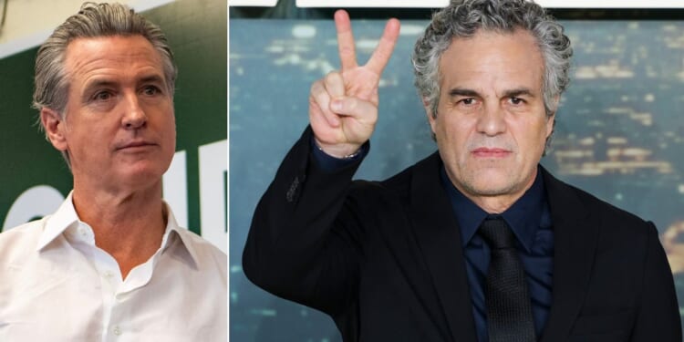 Although California Gov. Gavin Newsom, left, has endorsed the concept of a federal wealth tax, actor Mark Ruffalo, right, criticized him for opposing the proposed California billionaire tax.