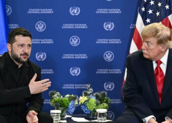 President Donald Trump meets with Ukraine's President Volodymyr Zelensky on the sidelines of the 81st United Nations General Assembly in New York on Sept. 22, 2026.